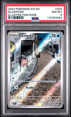 2023 POKEMON SVI EN-SCARLET & VIOLET ILLUSTRATION RARE #204 SLOWPOKE PSA 8 - Image 1