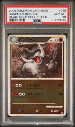 2009 POKEMON JPN HEARTGOLD COLL 1ST EDITION #045 DONPHAN-REVERSE FOIL PSA 10 - Image 1
