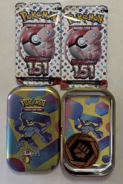 OPENED Pokemon 151 Mini Tin (Machamp & Cubone) Scarlet & Violet - - Image 1