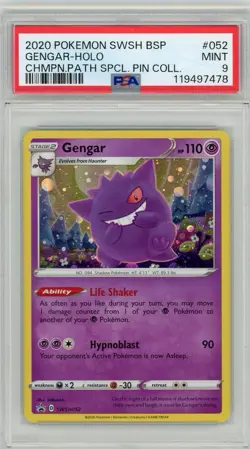 2020 Pokemon Champion Path Special Pin Collection Gengar Holo SWSH052 PSA 9 Mint - Image 1