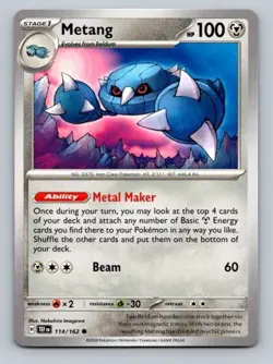 2024 Pokemon Card SV05: Temporal Forces Metang 114/162 - Image 1