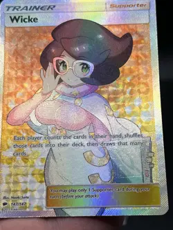 Pokemon Card Wicke 147/147 Burning Shadows Full Art Trainer Ultra Rare NM AA3 - Image 2