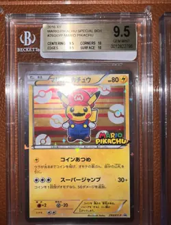 BGS 9.5 Mario Pikachu 293/XY-P Special Box Promo Pokemon Card Japanese 2016 - Image 1