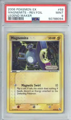 2006 Pokemon EX 59 Magnemite Reverse Foil Legend Maker PSA 9 - Image 1