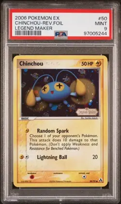 Pokemon PSA 9 MINT Chinchou 50/92 EX Legend Maker Reverse Holofoil 2006 - Image 1