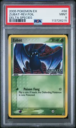2005 Pokemon Ex Delta Species #88 Zubat Reverse Foil PSA 9 MINT - Image 1