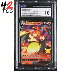 CGC Gem Mint 10 Lance's Charizard V SWSH133 Pokemon Celebrations Promo - Image 1