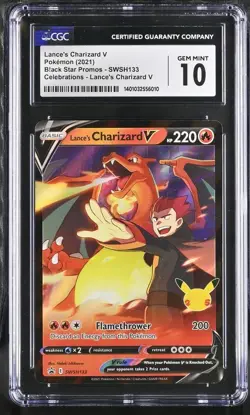 CGC Gem Mint 10 Lance's Charizard V SWSH133 Pokemon Celebrations Promo - Image 3