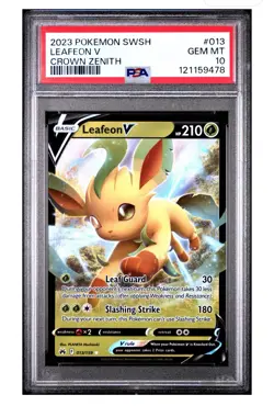 PSA 10 GEM MINT Leafeon V 013/159 SWSH Crown Zenith Ultra Rare Pokemon Card - Image 1