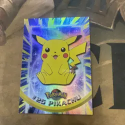 PIKACHU Pokemon TOPPS Card #25 TV Animation Black Logo - Silver Foil LP - Image 1