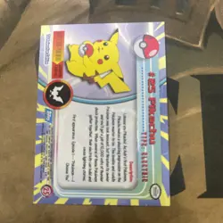 PIKACHU Pokemon TOPPS Card #25 TV Animation Black Logo - Silver Foil LP - Image 2