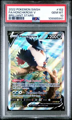PSA 10 Honchkrow V 162/172 Alternate Full Art Brilliant Stars Pokemon Card - Image 1
