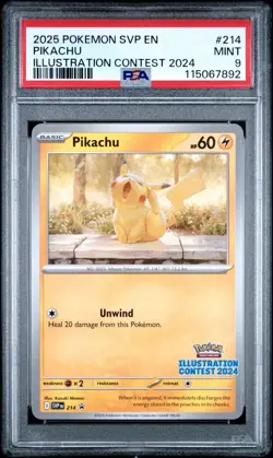 SET! 2025 POKEMON SVP EN PROMO ILLUSTRATION CONTEST 2024 PIKACHU PSA 9 - Image 2