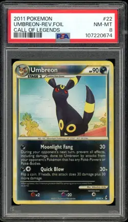 2011 Pokemon Call of Legends #22 Umbreon reverse holo PSA 8 NM-MT - Image 1