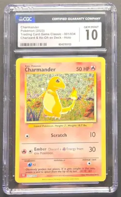 CGC 10 Charmander 001/034 CLC TCG Classic Holo Rare Pokemon TCG 2023 - Image 1