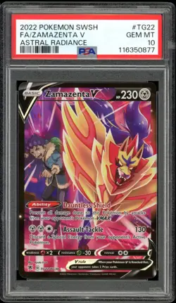 2022 Pokemon Astral Radiance #TG22 Zamazenta V Full art PSA 10 Gem Mint - Image 1