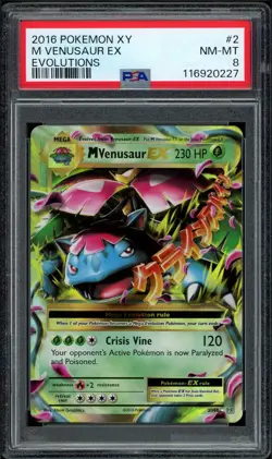 2016 PSA 8 Pokemon XY Evolutions M Venusaur EX 2/108 Card - Image 1
