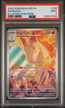 2025 POKEMON DRI EN-DESTINED RIVALS ILLUSTRATION RARE #189 RAPIDASH PSA 9 - Image 1