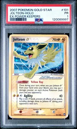 2007 Pokemon Jolteon Gold Star Holo 101/108 EX Power Keepers PSA 1 - Image 1