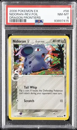 2006 POKEMON EX DRAGON FRONTIERS #56 NIDORAN-REVERSE FOIL PSA 8 - Image 1