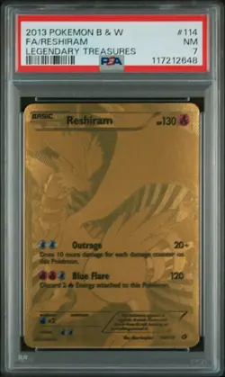 Pokemon Reshiram - Gold Card - Legendary Treasures 2013 - Black & White PSA 7 NM - Image 1