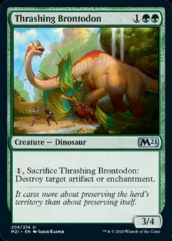 Thrashing Brontodon -Foil Light Play MTG Magic 2021 Core Set - Image 1