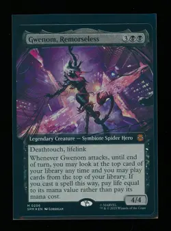 MTG Marvel's Spider-Man GWENOM REMORSELESS Legendary Creature EXTENDED ART FOIL - Image 1
