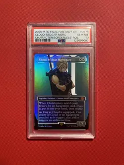 MTG FINAL FANTASY CHARACTER BORDERLESS FOIL CLOUD, MIDGAR MERCENARY PSA 10 Card - Image 1