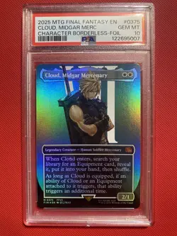 MTG FINAL FANTASY CHARACTER BORDERLESS FOIL CLOUD, MIDGAR MERCENARY PSA 10 Card - Image 2