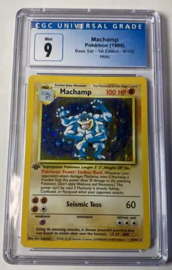 CGC 9 MINT Machamp 1999 Base Set 1st Edition 8/102 Holo Pokemon Card - Image 1