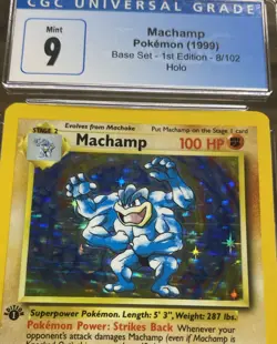 CGC 9 MINT Machamp 1999 Base Set 1st Edition 8/102 Holo Pokemon Card - Image 3