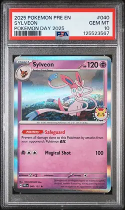 2025 POKEMON PRE EN-PRISMATIC EVOLUTIONS POKEMON DAY 2025 #040 SYLVEON PSA 10 - Image 1
