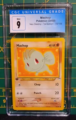 2002 Pokemon Card Neo Destiny 73/105 Machop 1st Edition CGC 9 WOTC - Image 1