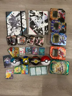 Pokemon Black Bolt White Flare Binder Tins Sleeves Pokeball Empty Lot NO CARDS - Image 1