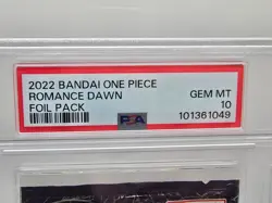 PSA 10 GEM MT One Piece English Ver. 2022 OP 01 ROMANCE DAWN FOIL PACK Card Game - Image 3