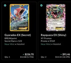 Pokemon Cards - Gyarados EX Secret Rare 123/122 BREAKpoint + Shiny Rayquaza XY69 - Image 2