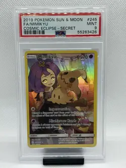 2019 Pokemon Mimikyu Secret FA Sun & Moon Cosmic Eclipse 245/236 PSA 9 - Image 1