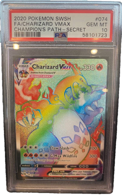 PSA 10 GEM MINT Rainbow Charizard VMAX Pokemon Champion Path Secret Rare 074/073 - Image 2