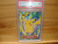 2004 Topps Pokemon Advanced Challenge #53 Pikachu non foil PSA 9 Mint - Image 1