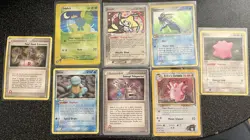 set of 8 vintage pokemon cards, played/ heavily played, mixed generations - Image 1