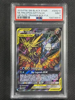 Pokemon Cards PSA 9 MINT Moltres Zapdos Articuno GX Hidden Fates ETB Promo SM210 - Image 1