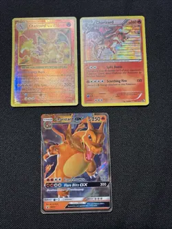 Pokemon TCG Charizard Trading Card Lot of 3 Holo and GX Cards - Image 1