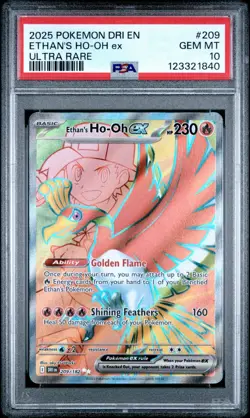 PSA 10 ETHAN'S HO-OH EX 209/182 ULTRA RARE DESTINED RIVALS POKEMON 🔥 - Image 1