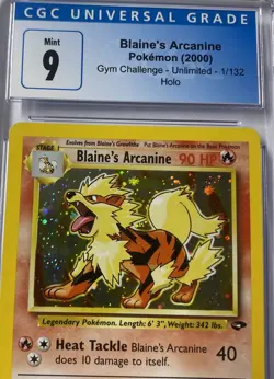 2000 Pokemon Gym Challenge Unlimited Blaine's Arcanine Holo Rare 1/132 CGC 9 - Image 3