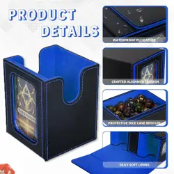 MTG Deck Box, 3-In-1 Leather Magnetic Case with Dice Tray, 2 Commander Displays - Image 4