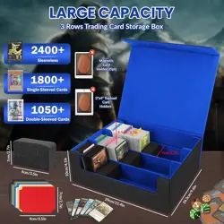 1800+ Trading Card Storage Box,Mtg Deck Box with 10 Pcs Colorful Dividers & 3 Fo - Image 2