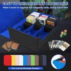 1800+ Trading Card Storage Box,Mtg Deck Box with 10 Pcs Colorful Dividers & 3 Fo - Image 5