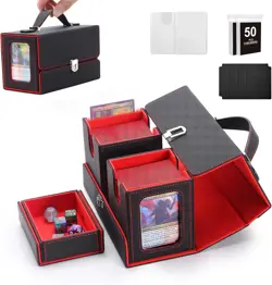 MTG Card Storage Box, 3 in 1 Graded Carrying Deck Box, 2PCS Commander Deck Boxes - Image 1