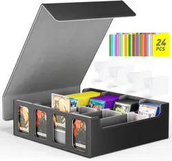 Card Storage Box with 4 Card Supports, 3200+ MTG Deck Box with 24 Colorful Divid - Image 1