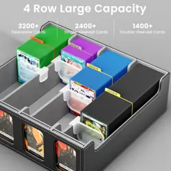 Card Storage Box with 4 Card Supports, 3200+ MTG Deck Box with 24 Colorful Divid - Image 3